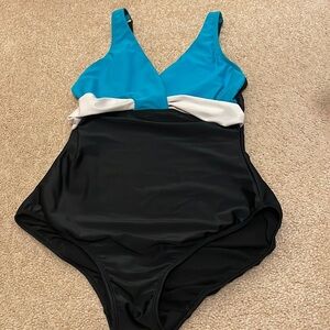 VENUS Blue and Black One Piece Swimsuit